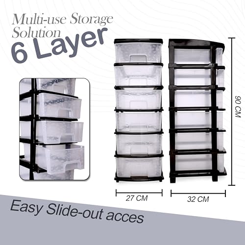 Image of Plastic Modular Drawer Storage Chest Of Drawers Organizer Storage Box, Large Stomo Racks For Multipurpose Anti-slip Shoes Organizers (Transparent, 6 Layer)
