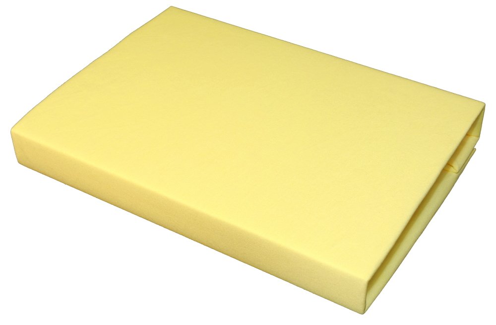 Lenzuolo con Angoli in Jersey Elasticizzato, Letto Matrimoniale, 100% Cotone, Giallo Chiaro, 180x200-200x200 cm