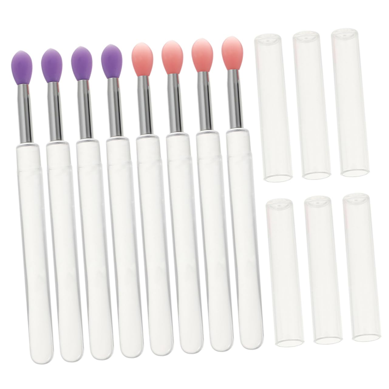 HAKIDZEL 6pcs Lip Brush Caps Silicone Lipstick Brush Lip Mask Applicator Eye Shadow Wand Travel Friendly Women's Makeup Essentials