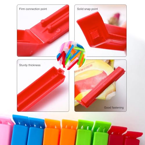 ANMOYIXIA Verschlussclips 20 Stück, Tüten Verschluss Clips Für Tüten, frischhalteclips Tütenclips Klammern 9/11cm, Bunte Clips für Verpackung (20 PCS(5 Farben))