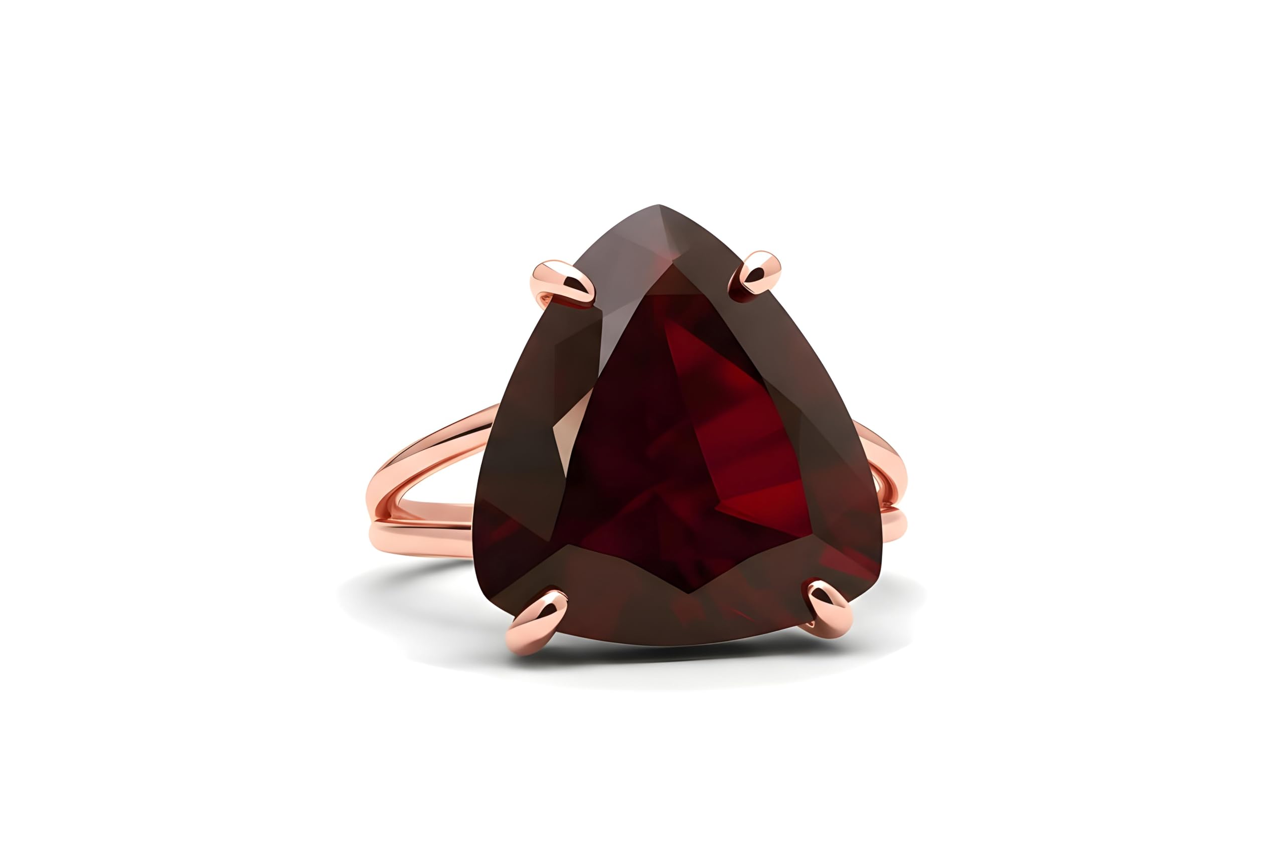 Schöner Granat Schmuck Ring Rose Gold - Handgefertigter Damenschmuck für Hochzeit, Verlobung, Mode Statement, Geburtstag, Jahrestag, Weihnachtsgeschenke für Sie - Ringgröße und Gravur Anpassbar