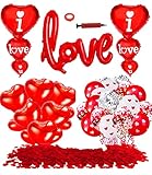 ❤【Decoración romántica perfecta】: los globos rojos de amor, los globos rojos de corazón, los globos rojos de confeti, los globos rojos de TE AMO y la pancarta roja de corazón son perfectos para la noche romántica, la fiesta de bodas y las decoraciones de ofertas. Completa tu ambiente romántico con los perfectos para San Valentín. globos de dia que cumpliran tu sueño de romance.