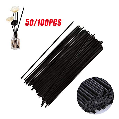 100 piezas de palitos difusores de ratán negro hechos a mano miniatura 6
