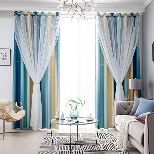 ele ELEOPTION Stars Blackout Curtains, Cut Out Stars Drapery with Eyelet - Image 4