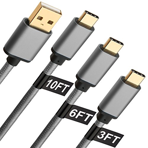 [3FT+6FT+10FT] USB Type C Cable, X-EDITION 3-Pack USB A to USB C Fast Charger Long Braided USB C Cable Compatible with Samsung Galaxy S9 S8 Plus Note 9 8, LG V35 V30 G7 G6, Moto Z Z2 Z3, Pixel XL