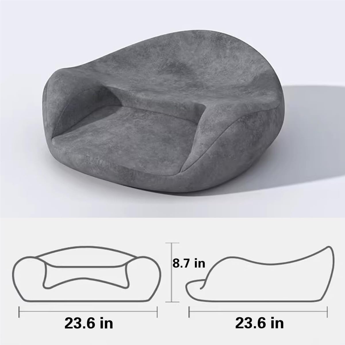 Cojín ergonómico de meditación, cómodo cojín de Suelo, Asiento Grande y Grueso, Asiento de Ante for práctica de Yoga y atención Plena, Espuma viscoelástica, Soporte de Espalda Curvado(White)