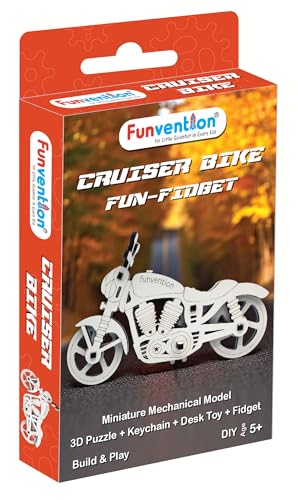 Image of Funvention Fun Fidget Cruiser Bike (Return Gift Pack of 6) - DIY Mechanical Model Kit for Kids | 3D Puzzle with Geared Mechanism | Birthday Return Favour Gift Pack of 6 | STEM Build & Play Toy Age 5+