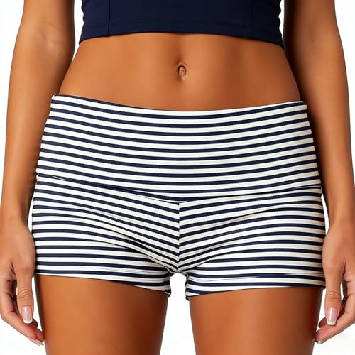 Image of KMBANGI Womens Fold Over Shorts Elastic Waist Y2k Lounge Shorts Foldover Cute Pajama Micro Bottoms Mini Shorts Sleepwear