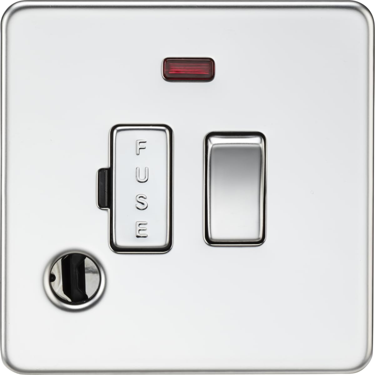 Knightsbridge Polished Chrome 13A Switched Fused Spur With Neon And Flex Outlet