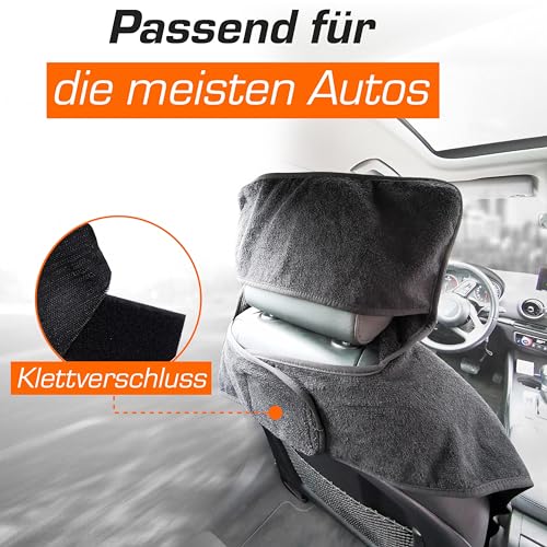 Upgrade4cars Frottee Autositzschoner für Vordersitze | Fahrersitz Schonbezug aus Baumwolle in Grau | Handtuch Autositzauflage für Sport, Arbeit, Sommer & Winter