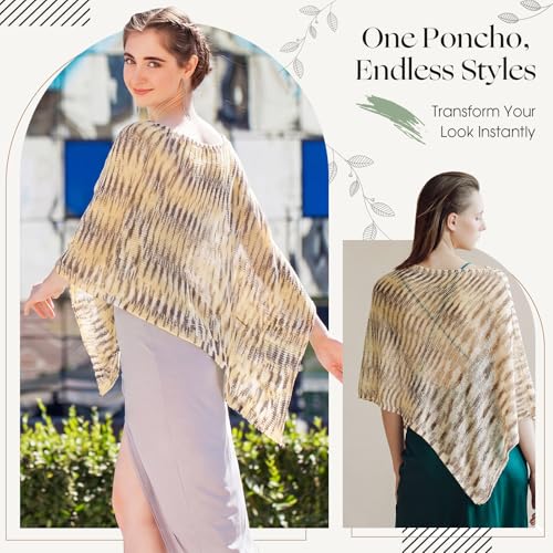 Image of Women Sheer Poncho Shrug Summer Sheer Blouse Top Lightweight Poncho Bolero for Evening Dress