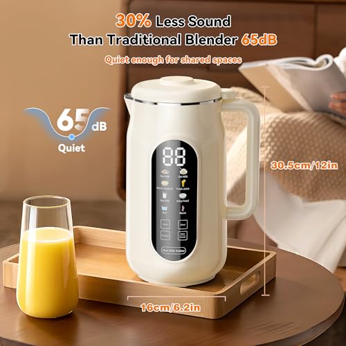 Image of 10-in-1 Nut Milk Maker Machine, 42oz Automatic Nut Milk Maker with LED Touch Screen, Self-Cleaning, 12H Delay Start, Keep Warm, Automatic for Soy /Oat /Almond Milk, Juice,Coconut,Plant Base & Boil Water