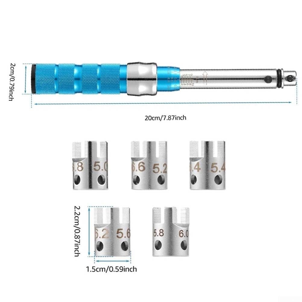 Profi Speichen-Drehmomentschlüssel 2-10 Nm Reichweite inkl. zehn Stecknüsse von 5,0mm bis 6,8mm für Motocross und Dirt Bike Wartung blau