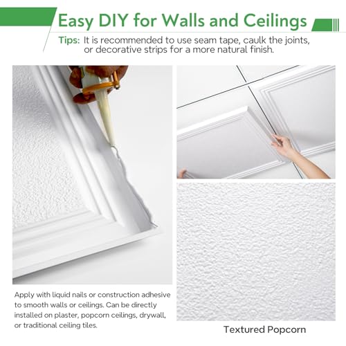 Image of STICKGOO Drop Ceiling Tiles 24x24 Inch, Glue Up Ceiling Panels Pack of 12