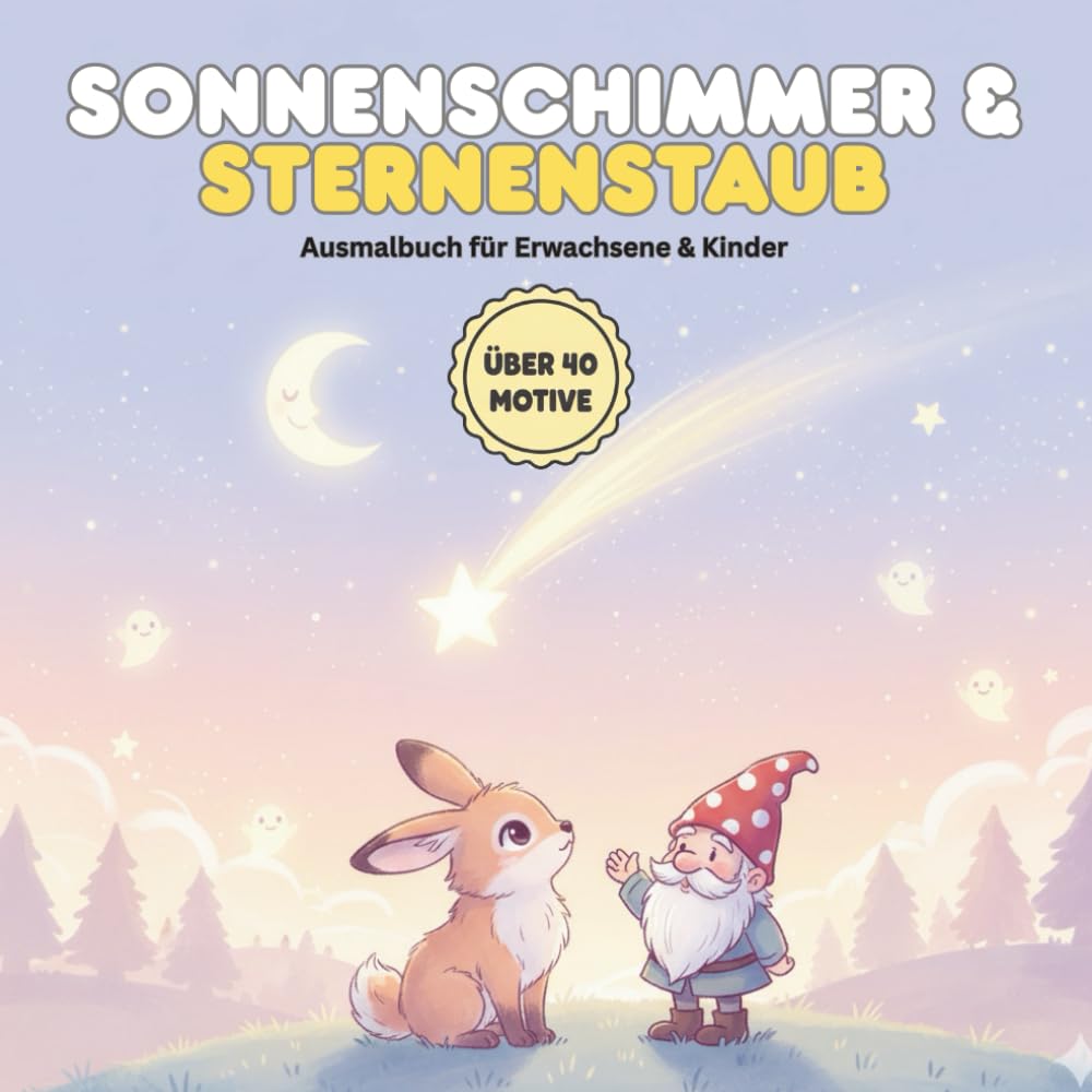 Sonnenschimmer & Sternenstaub: Das Premium Malbuch mit über 40 Tag & Nacht Motiven für Erwachsene & Kinder | Kawaii Entspannung