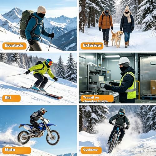 wadafen Cagoule Moto,Cagoule Ski, Balaclava Chapeau Noir – vue 7