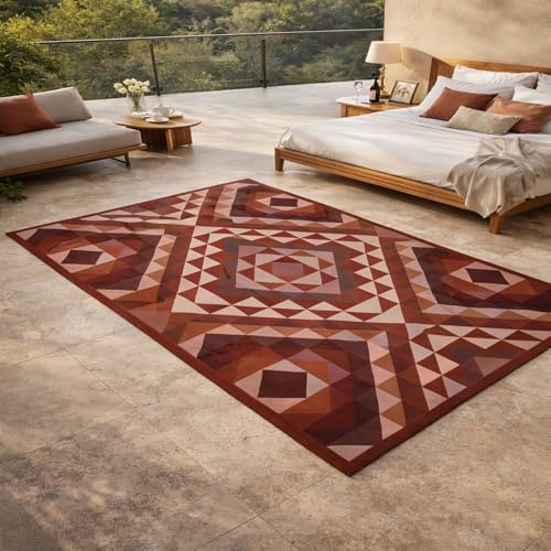 Tapis géométrique moderne marron aux finitions soignées 180x230 - 2