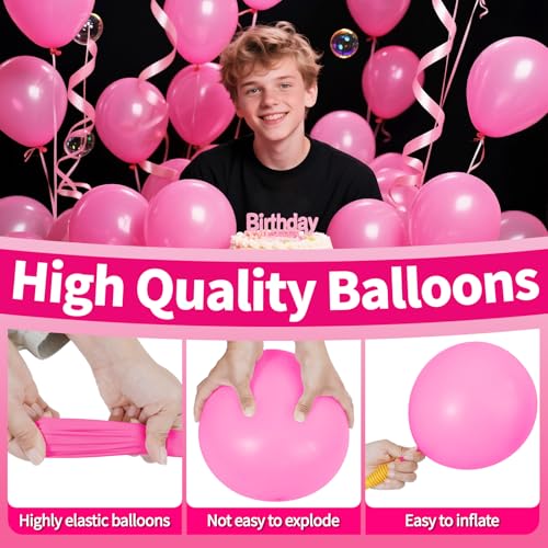 Image of 200pcs Pink Balloons 5 Inch, Small Mini Latex Balloons for Party Birthday Baby Shower Anniversary Festival Arch Garland Decoration