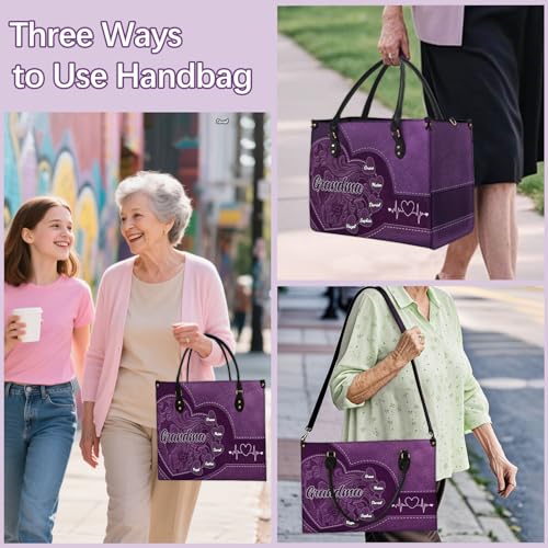 Custom Grandma Bag Leather Handbag Personalized Wallets for Women Grandma Gifts With Grandkids Names Custom Purse Loving Gift For Mother Mom Birthday2