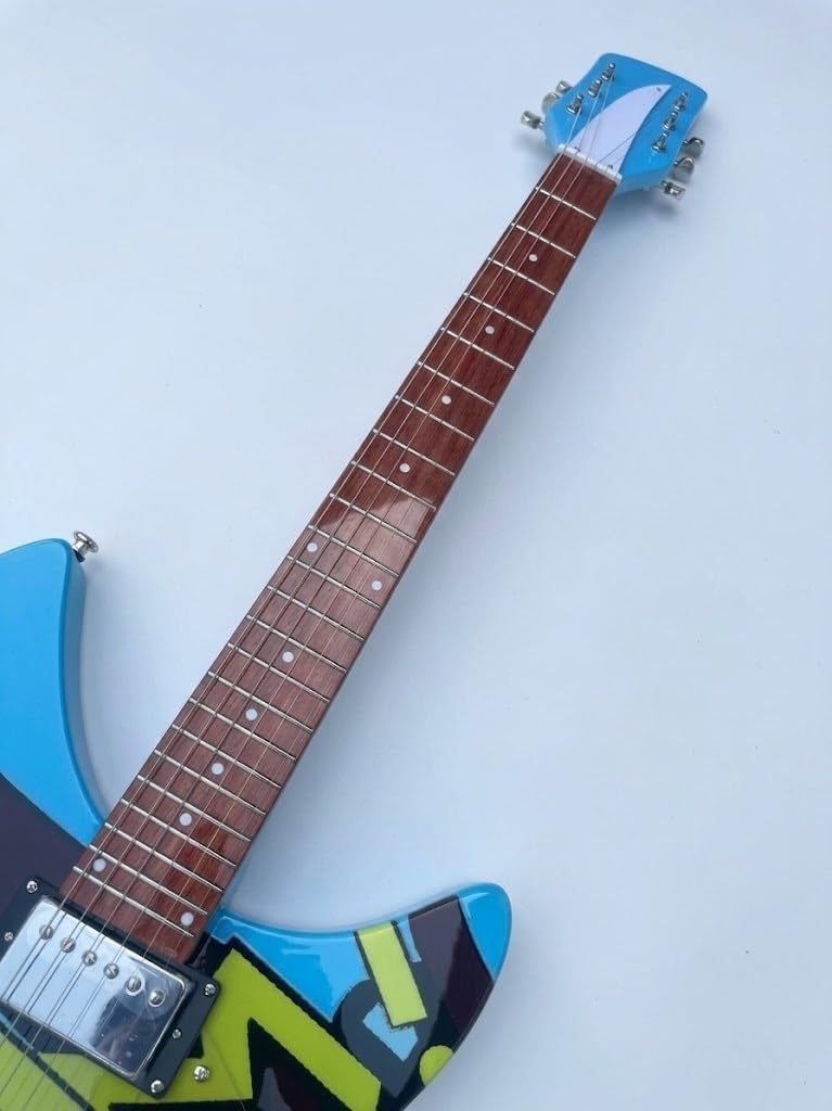 Chitarra elettrica a corpo semi-cavo, grafica pop-art blu personalizzata con doppi pickup, 6 corde a grandezza naturale for il rock britannico (Guitarra Eléctrica)