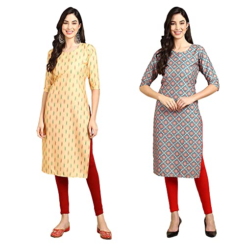 Image of Pinkmint Designer Woman's Crepe Multicolored Straight Kurta [A-355-330]