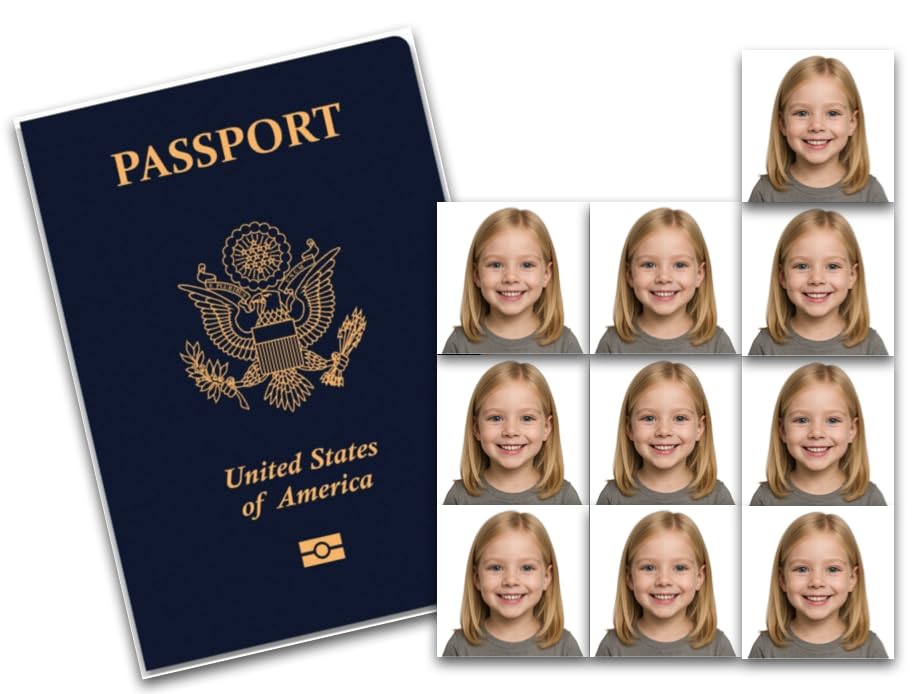 Passport Photo Print 2x2 Inches (10 pcs), 1,2,4,6,8,10,12,20 pcs, Passport Size Picture, Passport Photo 2x2, Same Day Shipping - Passport Pictures for