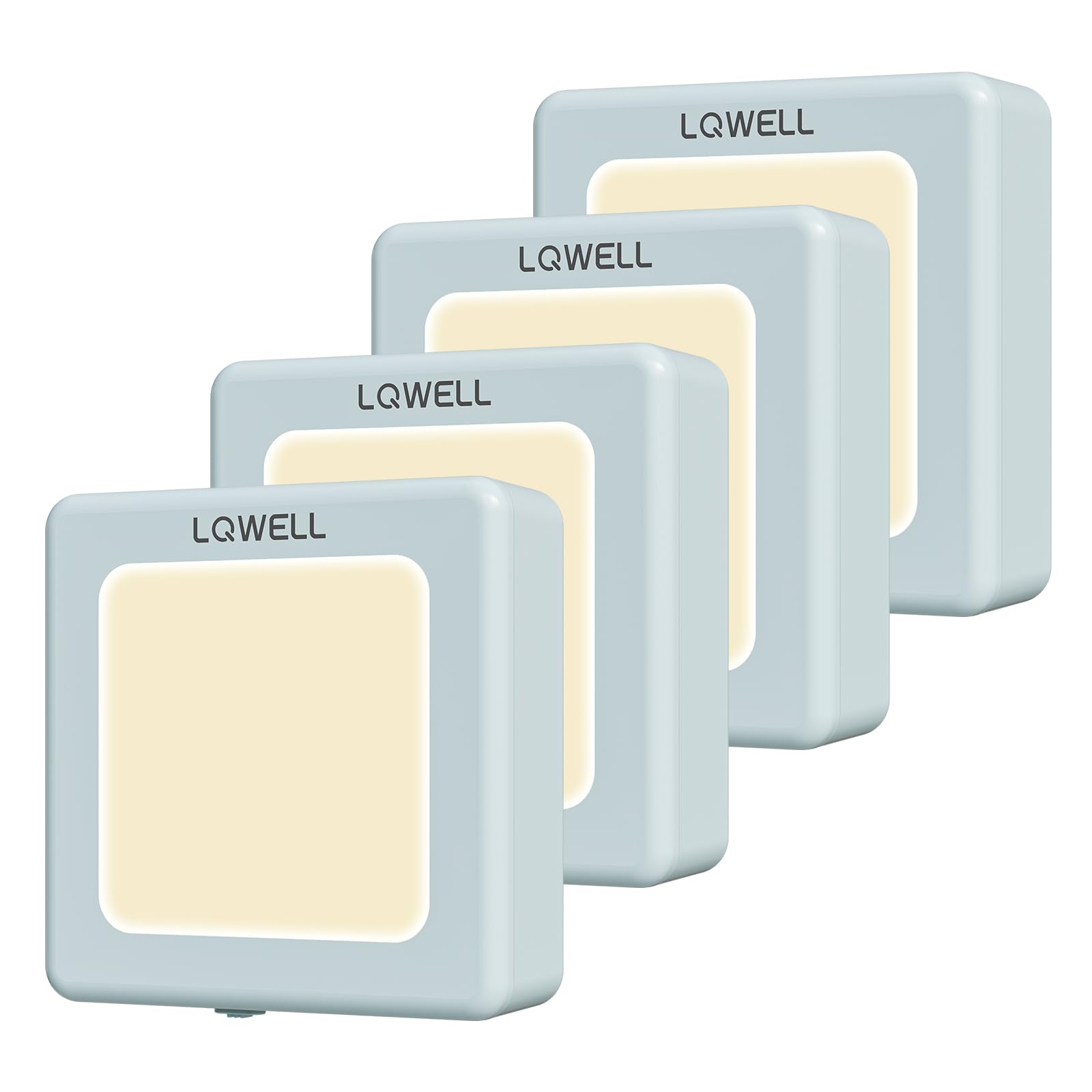LQWELL® Nachtlicht Steckdose Faltbar mit Dämmerungssensor, Nachtlampe Einstellbare Helligkeit, Automatisch Steckdosenlicht, Orientierungslicht Warmweiß für Kinder Zimmer Gang Treppen (Blau, 4 STK)
