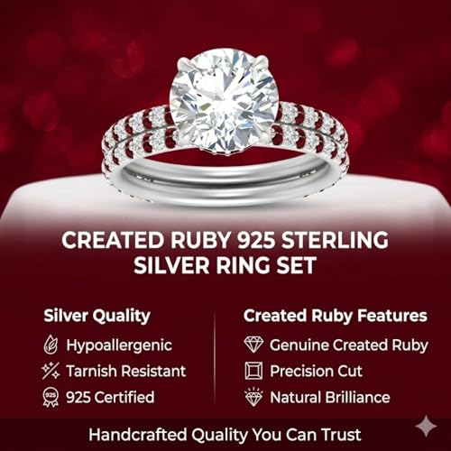 Image of Choose Your Gemstone Hidden Diamond CZ Wedding Set 925 Sterling Silver Round Shape Wedding Ring Sets Minimal Modern Design Birthday Gift Wedding Gift US Size 4 to 12