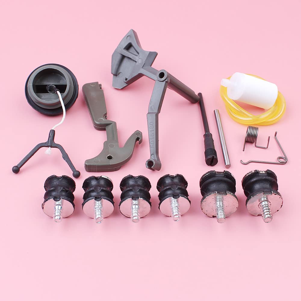 Kit de resorte del gatillo del acelerador, elemento de montaje de amortiguador AV, compatible con motosierra 61, 268 y 272, repuesto de filtro de combustible, tapa de manguera.