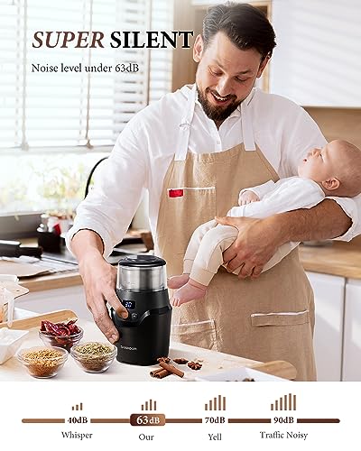 Image of SHARDOR Adjustable Coffee Grinder Electric, Super Silent Electric Coffee Bean Grinder with Time-Memory Adjustment and Multi-Functional Stainless Steel Cup for Spices, Herbs, and Nuts Grinding, Gray