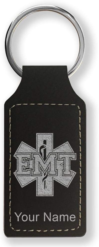 Rectangle Keychain, EMT Emergency Medical Technician, Personalized Engraving Included