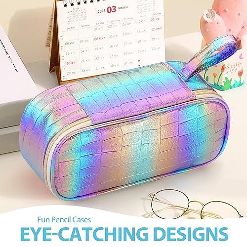 Image of Jcocylse Large Capacity Pencil Case Portable Pencil Pouch Bag School Supplies for College Students Girls Boys Adults (Purple-B)