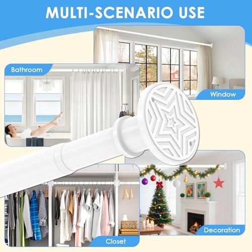 Image of Tension Curtain Rod No Drilling 31-168 In Adjustable Outdoor White Extra Long Curtain Rods Spring Shower Rods Heavy Duty for Window Bathroom Patio Rust Proof