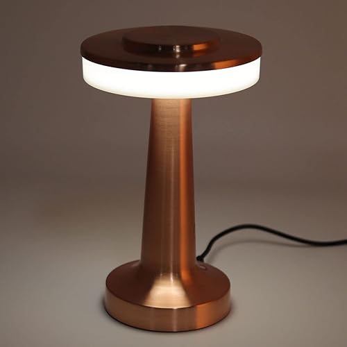 Miniatura 5 de ASHATA Lámpara de mesa LED portátil, control táctil retro, lámparas de mesa modernas, 3 niveles de temperatura de color, lámpara de mesa recargable,