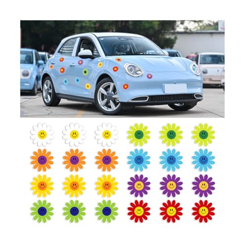 Image of Zpana Car Flower Magnet Decals, 24PCS Magnetic Funny Stickers for Vehicle Bumper Mirror Window, Cute Automotive Exterior Retro Decoration Accessories, Universal for SUV, Truck, RV(Style B)