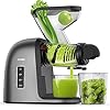 SiFENE Wide Mouth Cold Press Juicer Machines, 3" Dual Feeder Slow Masticating Juicer, Easy-Clean Juice Extractor Maker For Whole Fruit & Veg Juice, High Yield, BPA-Free, Gray