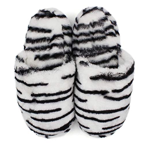 LAVRA Women's Furry Slip On Animal Print Cozy Mule Slippers4