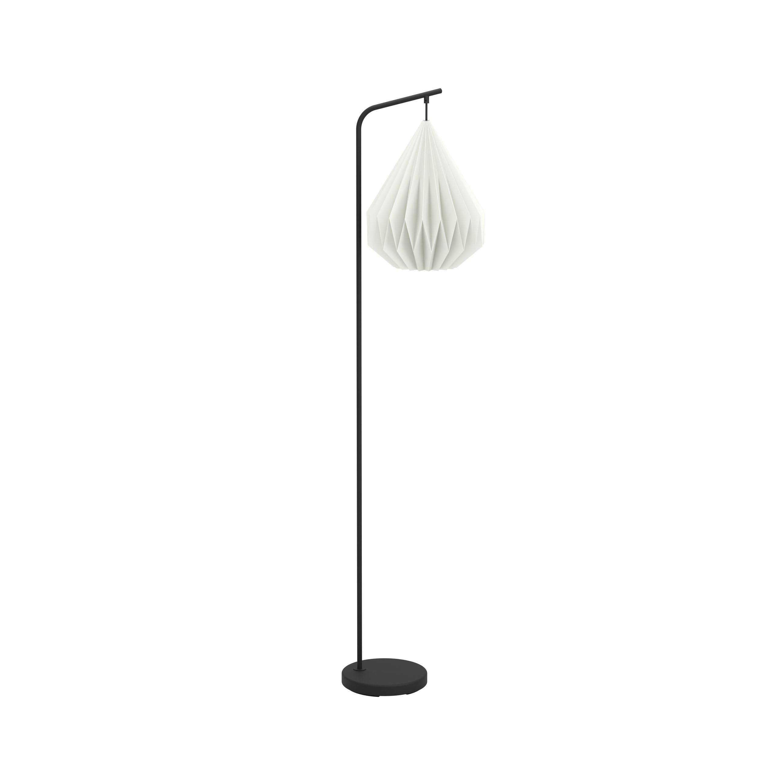 EGLO Lampa podłogowa Minting, oświetlenie do salonu z abażurem origami | metalowa czarna oświetlenie stojąca z białym papierowym kloszem, 158,5 cm