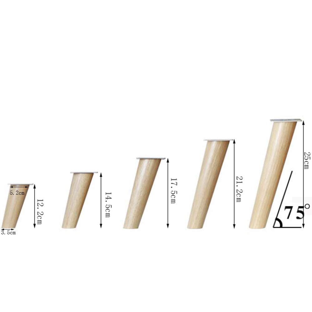 Gambe per mobili in Legno massello × 4 Supporto per Divano Fai da Te colorato, poggiapiedi, tavolino da caffè, TV, Cono Inclinato, Accessori per Letto rialzati (12,2-48,6 cm) 14,5 cm