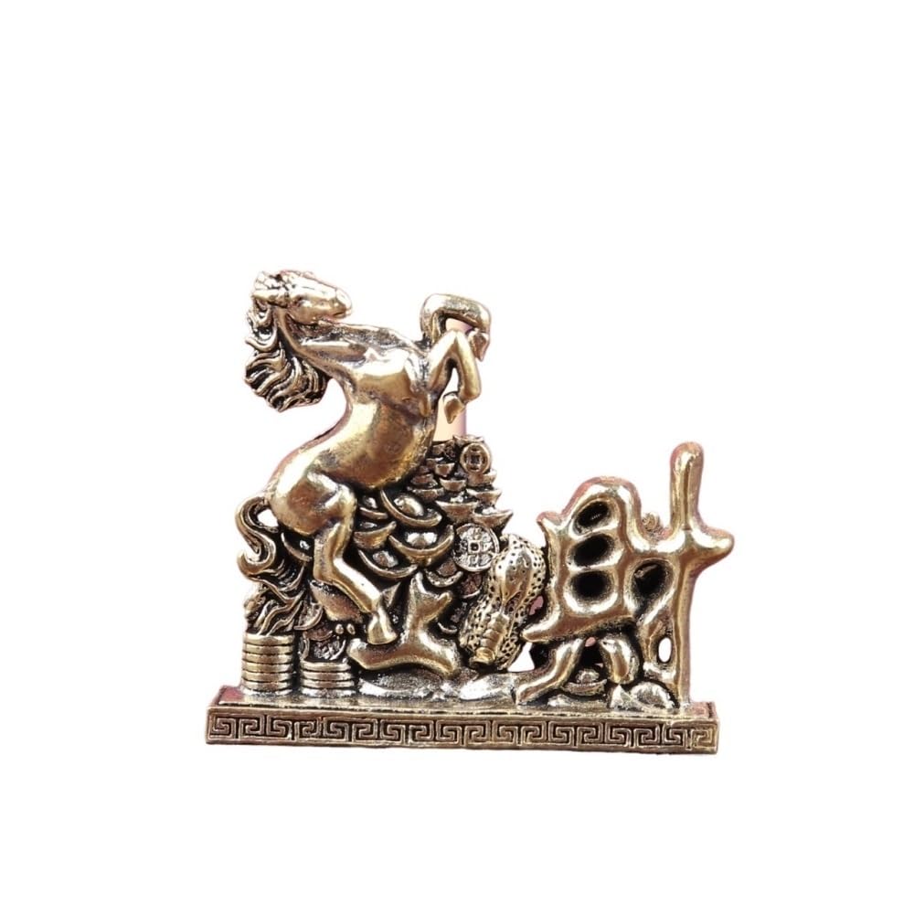 Huffa Brass Pure Horse & Cabbage Retro Desktop Ornament For Home Office Decor