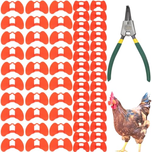 Pinless Peepers for Chickens 61 Pcs Anti-Pecking Goggles with Pliers Chicken Blinders and Plier Tool Chicken Glasses Pheasant Poultry Blinders Spectacles (30 Pcs Large and 30 Pcs Middle with Plier)