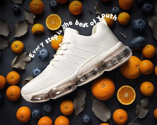 Image of Womens Air Cushion Running Shoes Walking Jogging Fitness Gym Fashion Sneakers Lace Up Casual Comfortable Work Tennis Sport Athletic Trainers