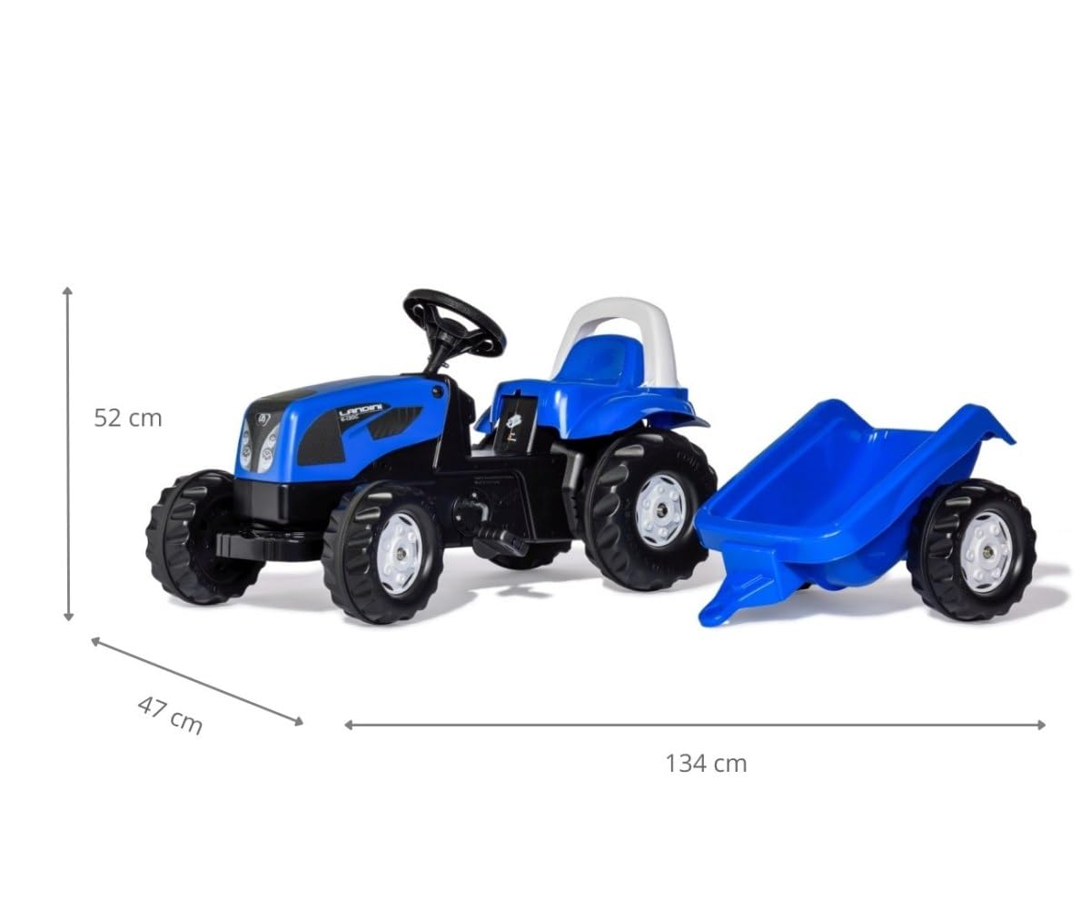 Rolly Toys 11841 - Trattore a Pedali Kid Landini Power Farm 100, con Rimorchio
