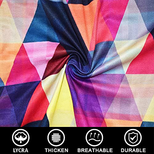 Image of Universal Size Dining Chair Seat Cover Set of 4 Seater pcs are Easily Washable Strechable and Comfortable for Dining Room Home Decor Slip Cover (Multicolor Triangle)