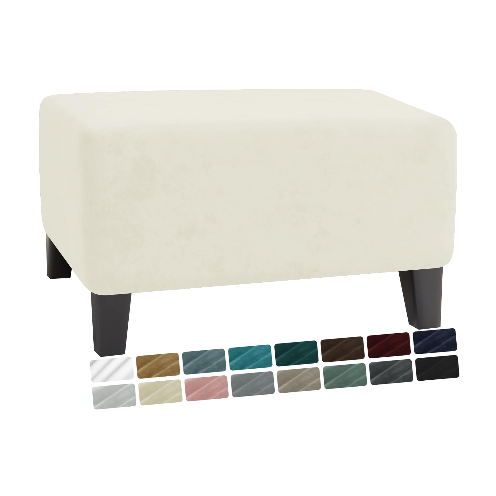 Photo 1 of MAXIJIN Velvet Ottoman Cover Rectangular Stretch Square Ottoman Covers Slipcover Rectangle Washable Foot Stool Cover Thick Storage Protector with Elastic Bottom (Ottoman Medium, Beige)