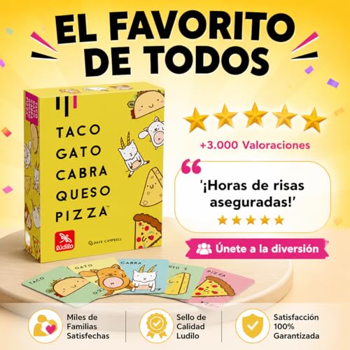 Miniatura 5 de Ludilo - Taco Gato Cabra Queso Pizza Juegos De Mesa Juegos De Mesa Niños 8 Años O Más Juego De Cartas Con 60 Cartas Regalo Niño 8 Años O Más De 3 A 8 Jugadores