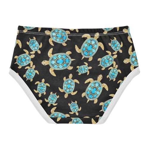 Chic Turquoise Turtles Black Girl Panties Cute Girls Underwear Toddler Cotton Animal Briefs Kids Undies 2t2
