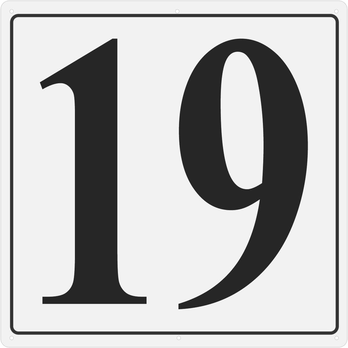 PATIKIL Large Metal Number Sign, 12"x12" Aluminum Number 19 Sign Plate Area Marker Parking Weather-Resistant Signs for Indoor Outdoor Use