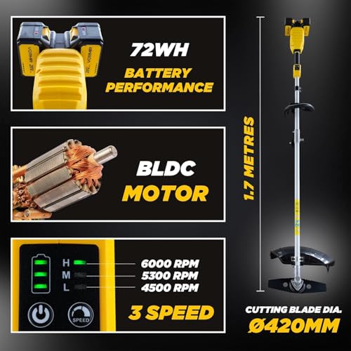 Image of IBELL VORMIR VR BB40-42 40V (20V+20V) Cordless Brush Cutter | BLDC Motor | 4500 /5300 /6000 RPM Triple Speed | O420mm Blade | Dual 4.0Ah Batteries | Heavy-Duty Trimmer | 12 Months Warranty