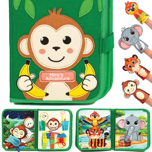 Busy Book for Toddlers Interactive Felt Quiet Book with Narrated Story & Song Montessori Busy Board Book Educational Gift & Travel Toy Sensory Activity for Car Seat Car Ride & Airplane Travel
